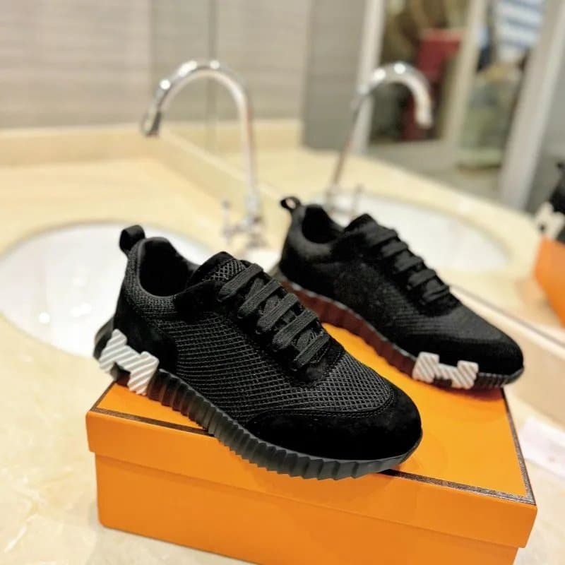 Hermès Run Black Mesh and Suede