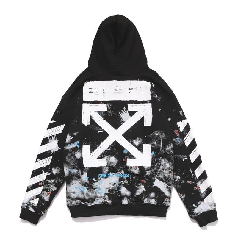 Off-White Hooded Sweatshirt Diagonal Arrow Print — 815黑色