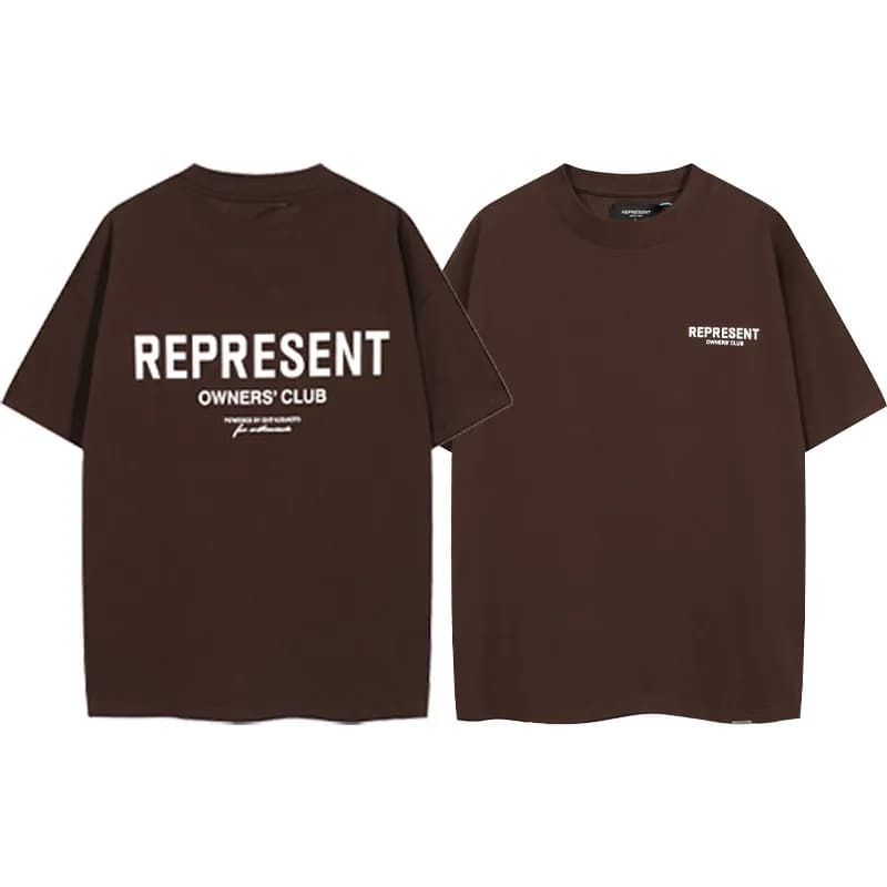 Represent Owners' Club Tee Brown Logo Print