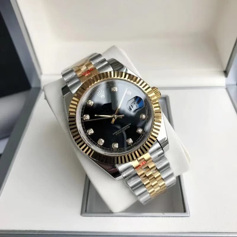 Rolex Datejust Fluted Bezel — 日志仿机械12钻间金黑