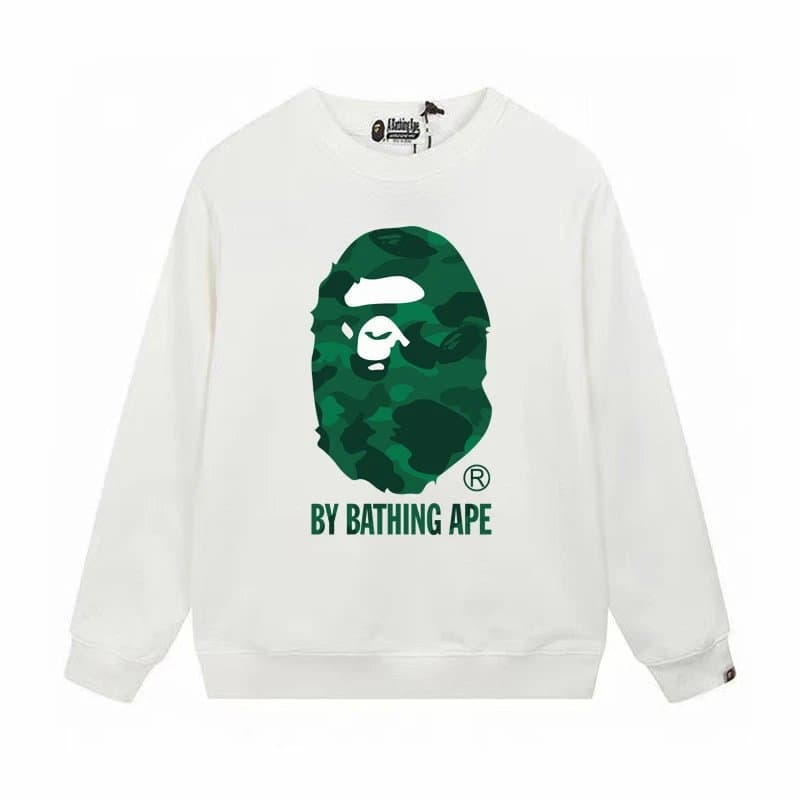 BAPE Crewneck Sweatshirt A Bathing Ape Logo — W081白绿色