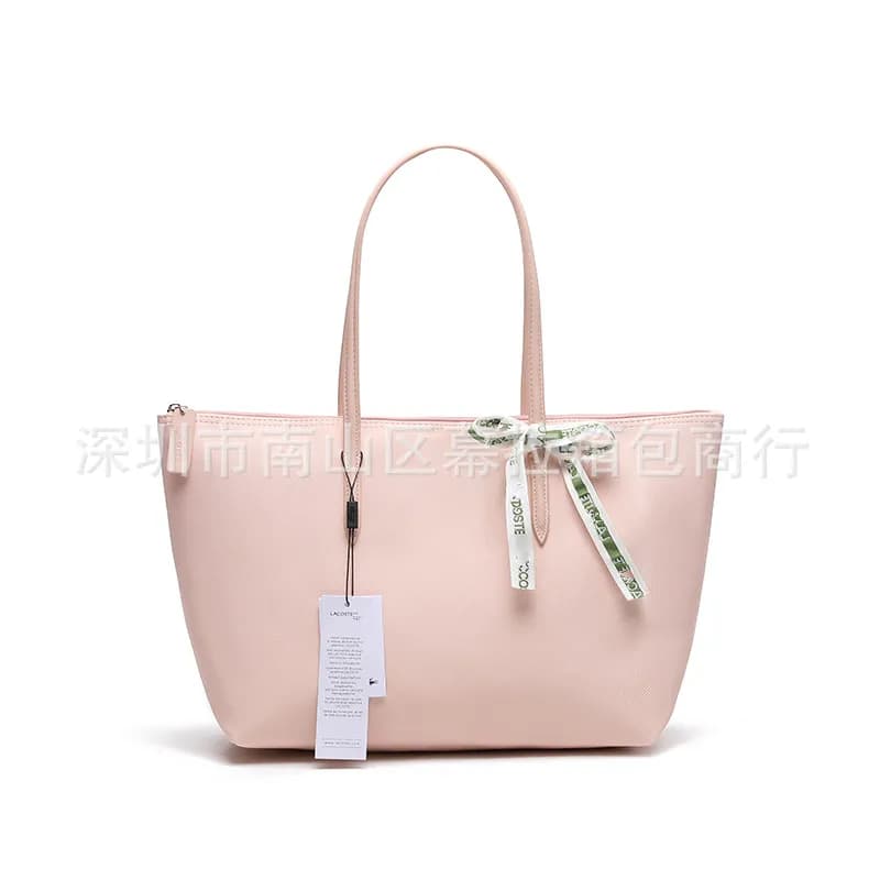 Lacoste Tote Bag Smooth Texture with Ribbon Detail
