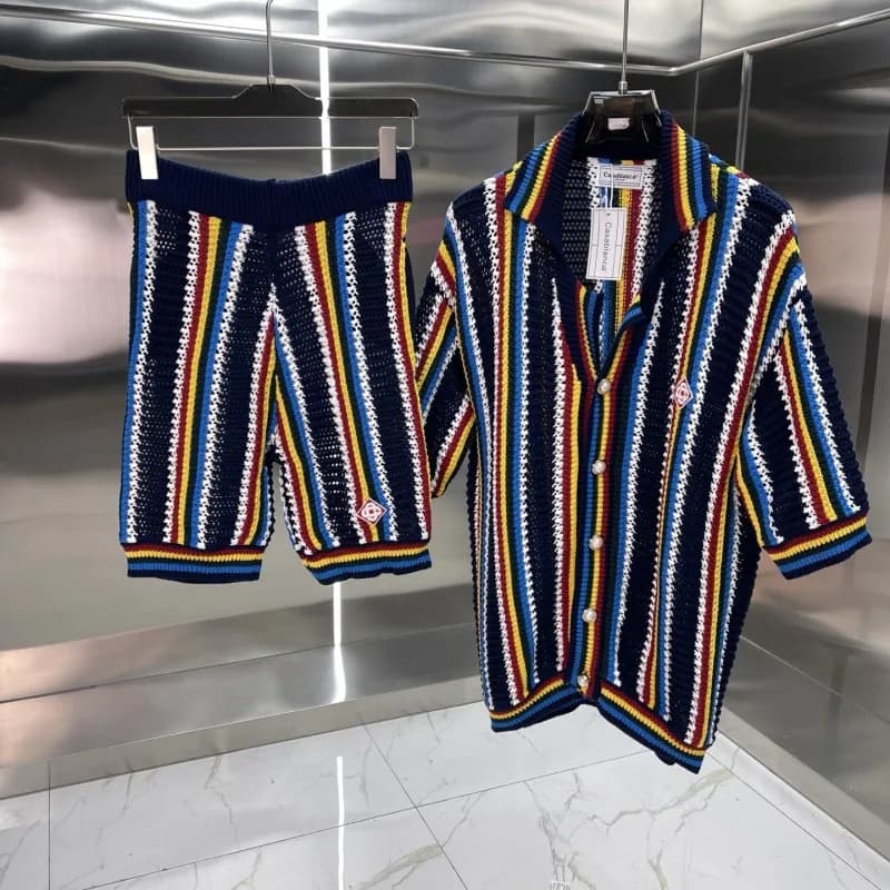 Off-White Knit Polo Dress Multi-Color Zigzag — 225-07