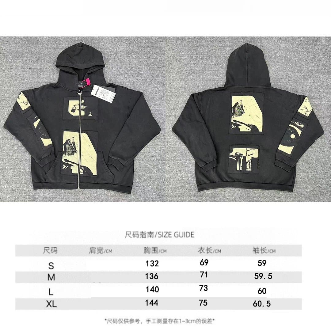 Undercover Zip-Up Hoodie Graphic Print — Washed Black-Zipper Style [15 Styles]