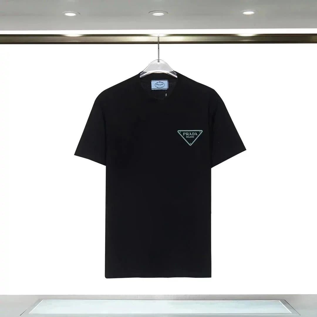 Prada Short-Sleeve Shirt Logo Pocket — 18黑色