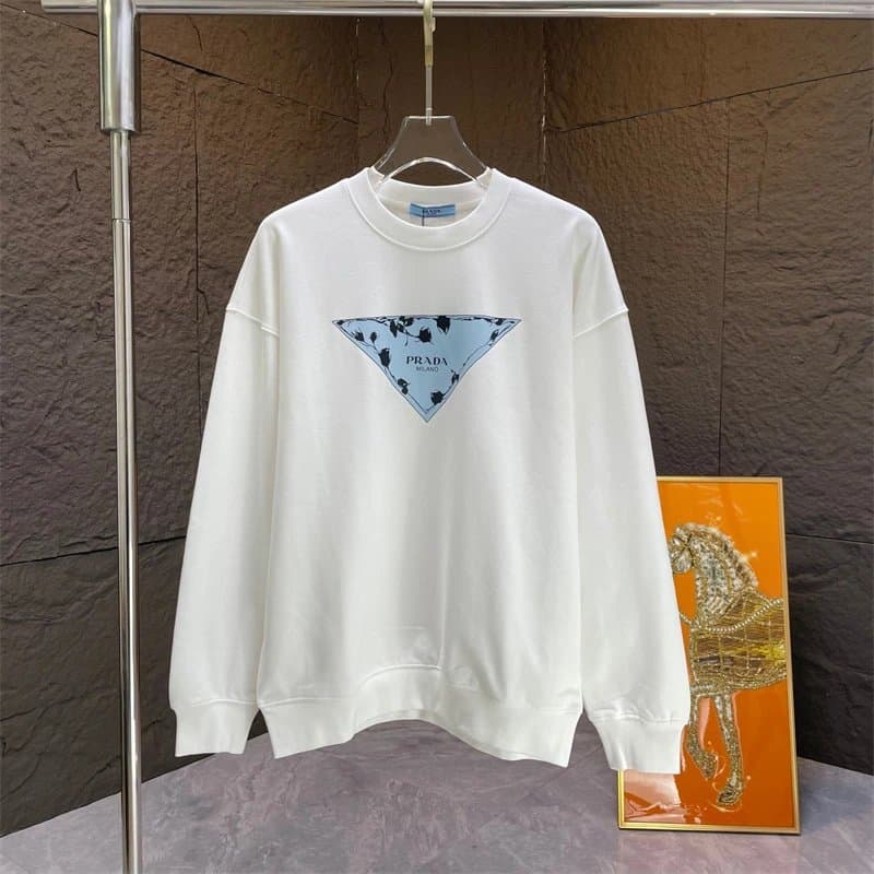 Prada Cotton Sweatshirt Mini Triangle Logo — 24