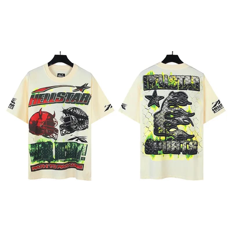 Palm Angels Graphic Tee Hellstar Records Print — 528杏色