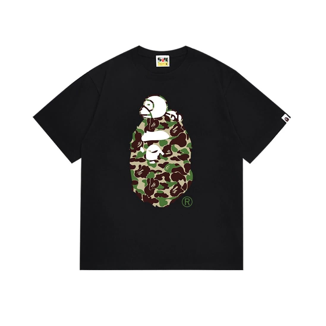 BAPE Ape Head Tee Multi-Camo Patchwork — 146黑绿