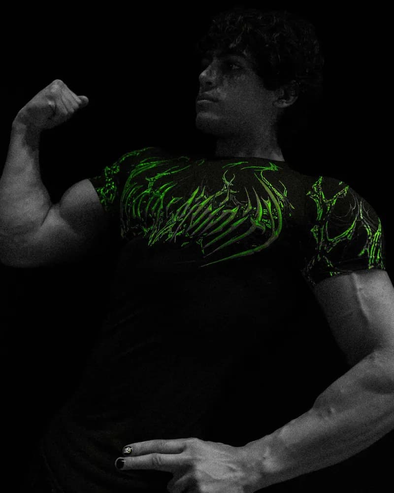 Sp5der Graphic Tee Neon Green Web Print