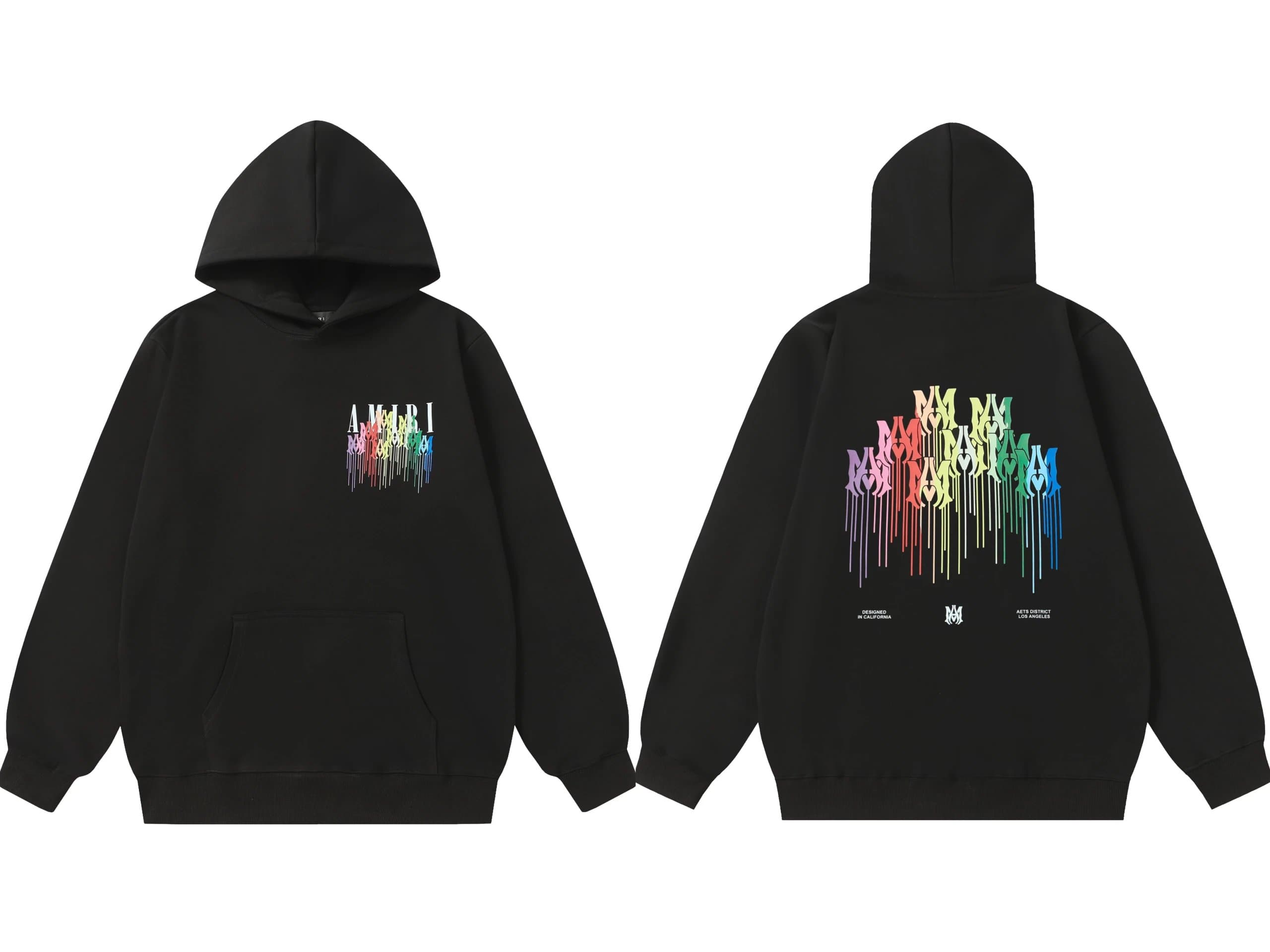 Amiri Hooded Sweatshirt Rainbow Drip Logo