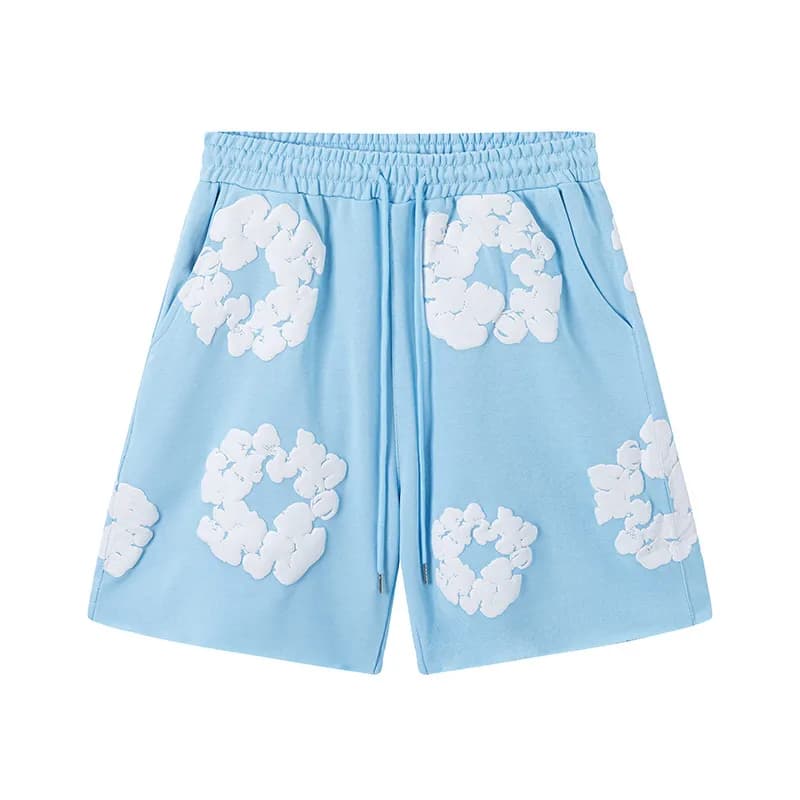 Balenciaga Floral Appliqué Shorts Cloud Motif