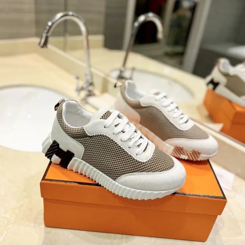 Hermès Mesh Sneaker Beige and White