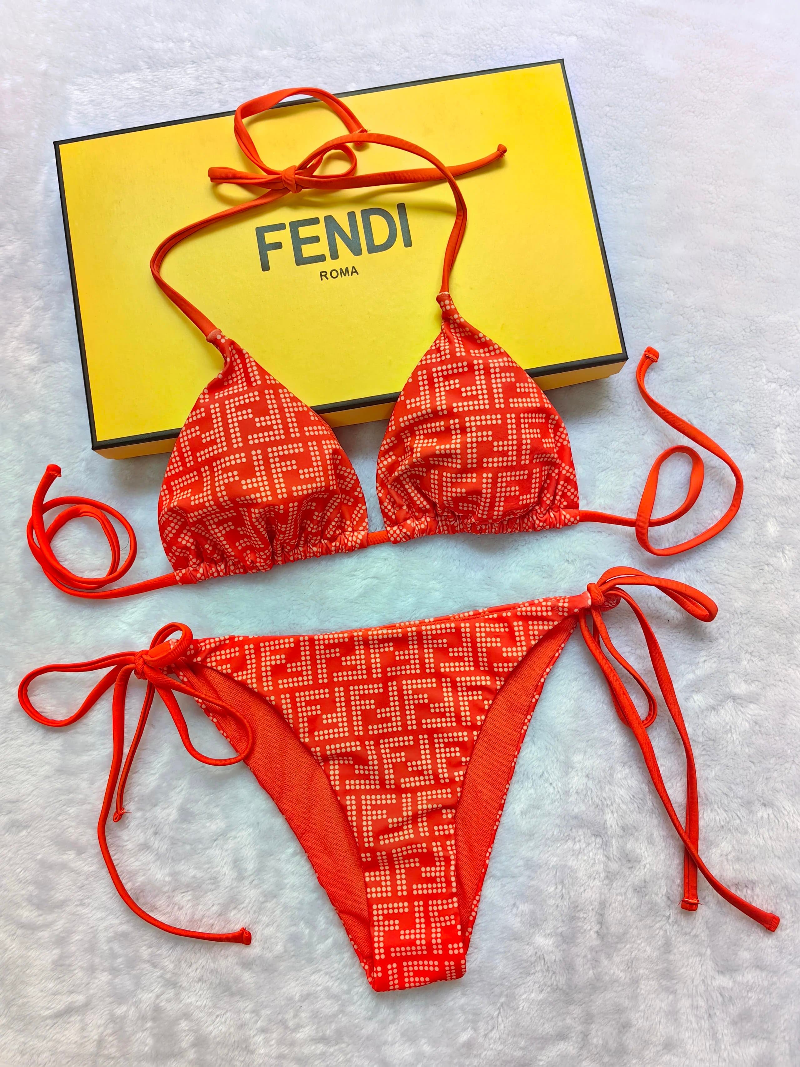 Fendi Triangle Bikini Set FF Logo Print