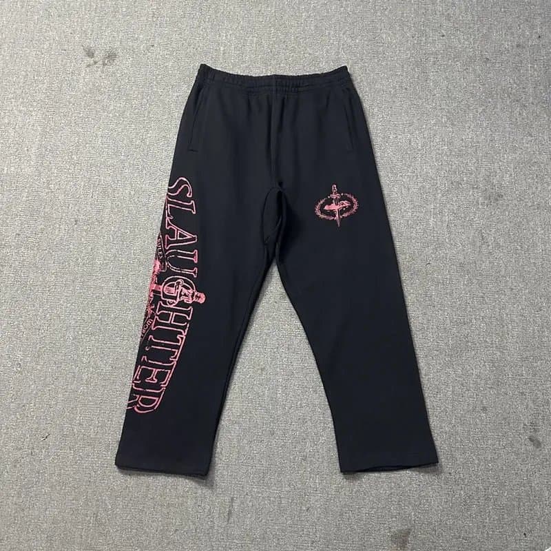 Supreme Sweatpants Logo Print — 黑色拉链款裤子（红）