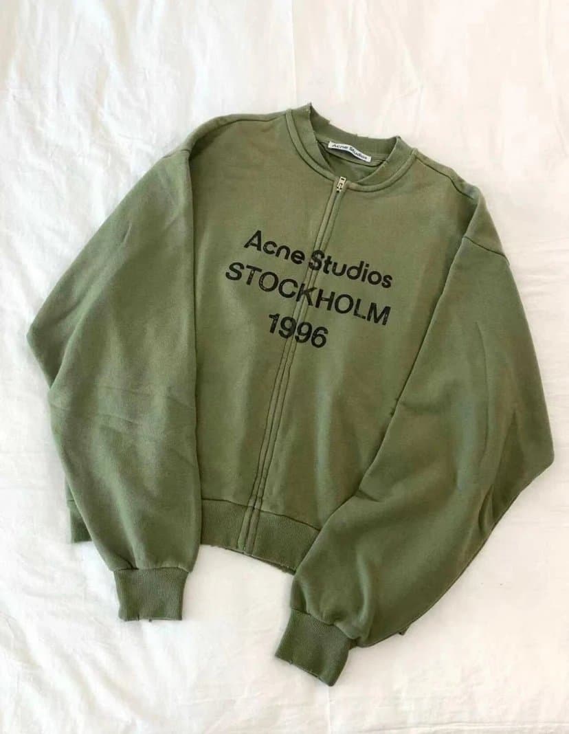 Acne Studios Zip-Up Track Jacket Embroidered Logo — 3050橄榄绿