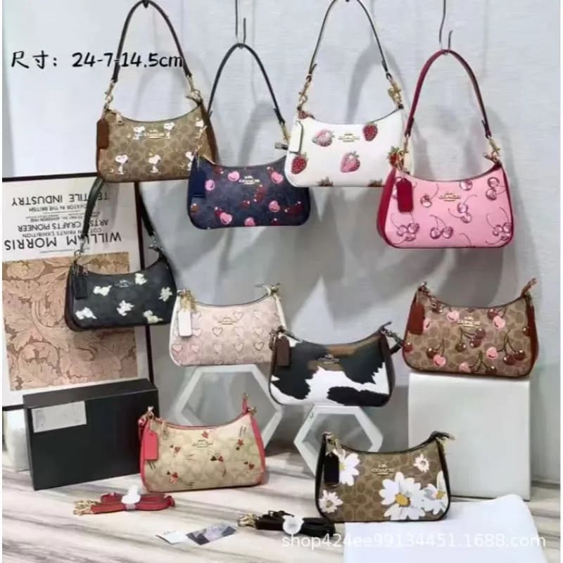 Coach Shoulder Bag Woven Raffia — 粉色小爱心