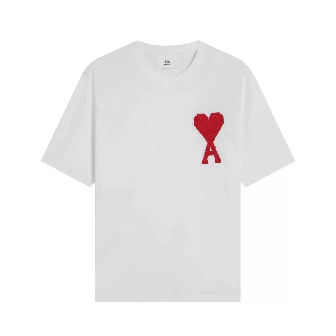 AMI Paris Heart Logo T-Shirt Embroidered Heart A