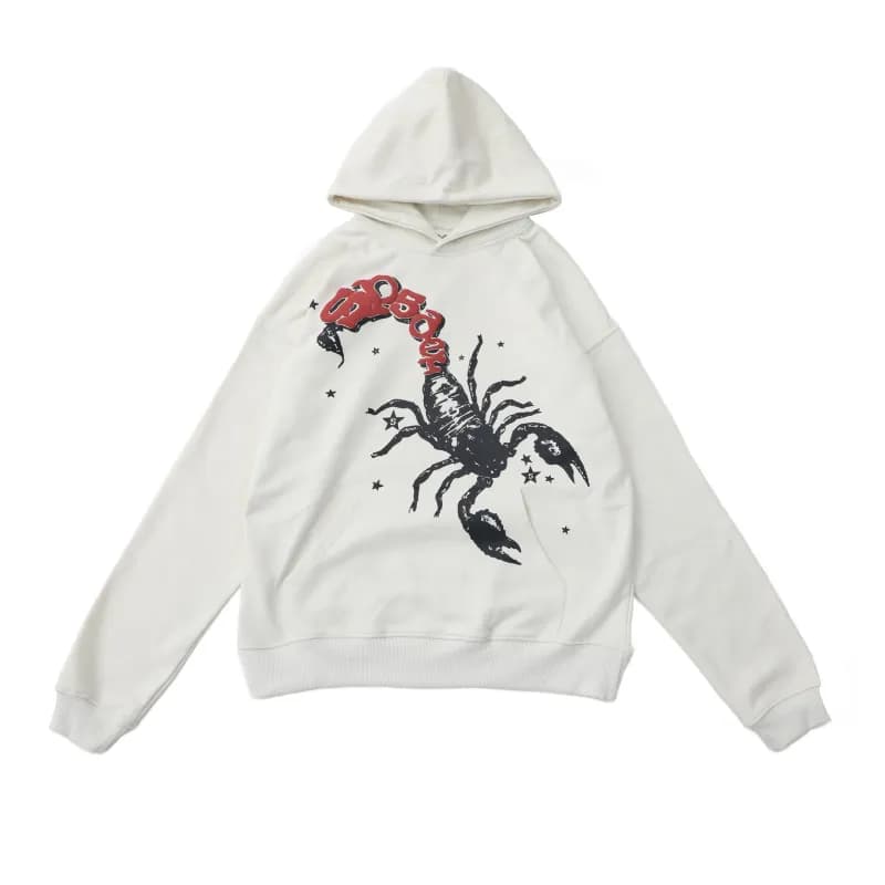 Sp5der Hooded Sweatshirt Star Print Logo — 174# 米白