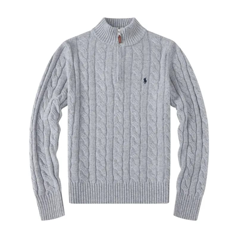 Polo Ralph Lauren Cable Knit Quarter-Zip Sweater Heather Grey