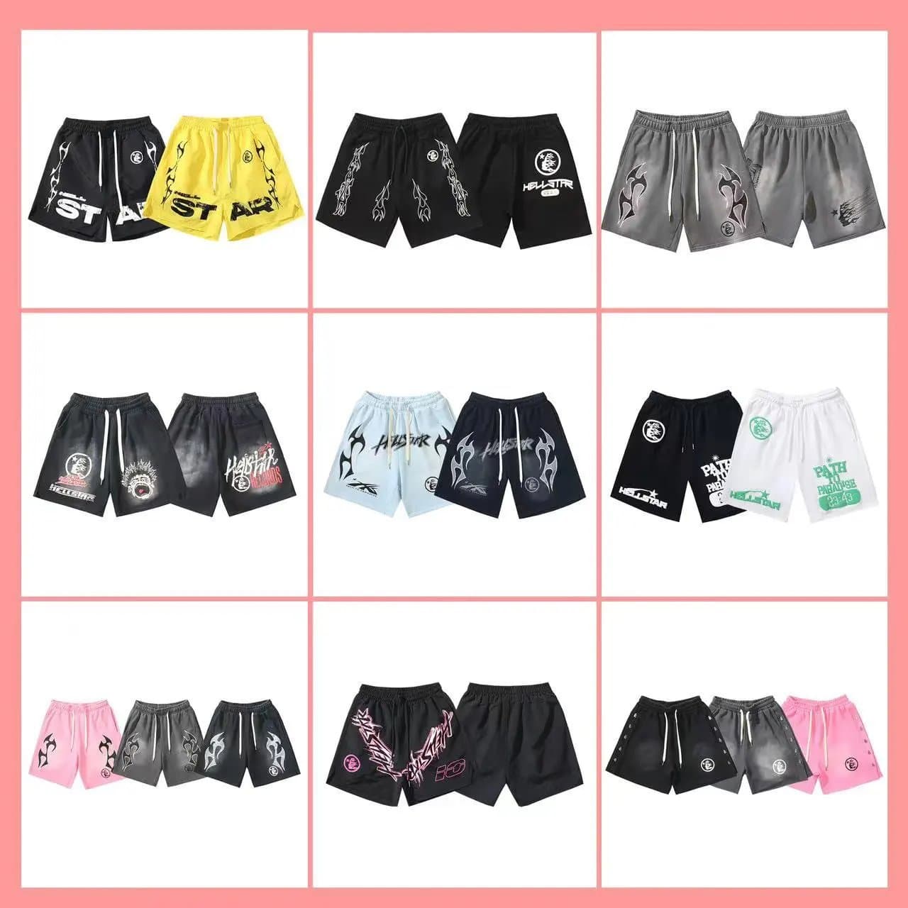 Hellstar Track Shorts Flame Logo — 791洗水黑