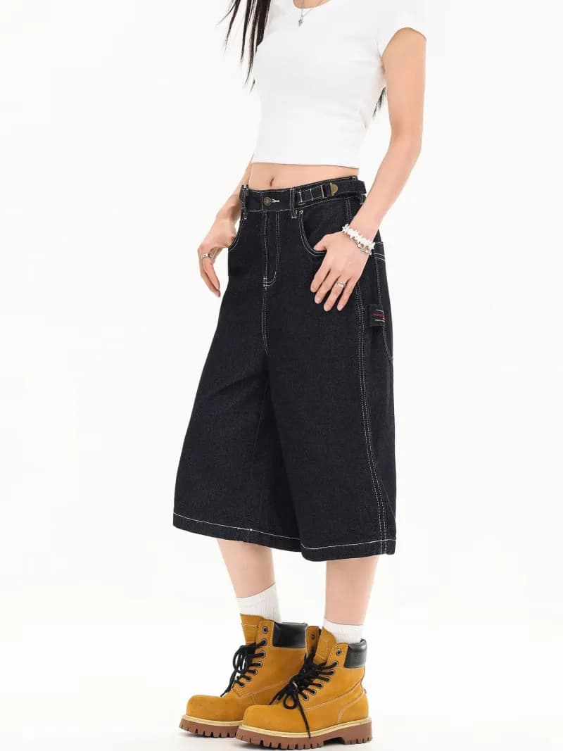 Givenchy Denim Shorts Floral-Print Acid Wash — 深蓝色N1672