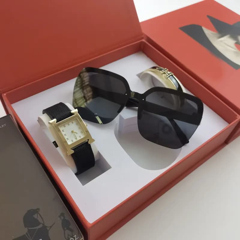 Hermès Cape Cod Watch Square Dial with Black Strap