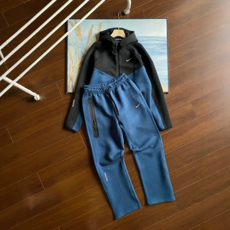 Nike Tech Fleece Hoodie and Joggers Heather Grey/Black — 蓝色长裤+外套