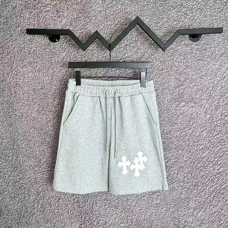 Chrome Hearts Logo Shorts Black Cross Embroidery — D007 gray