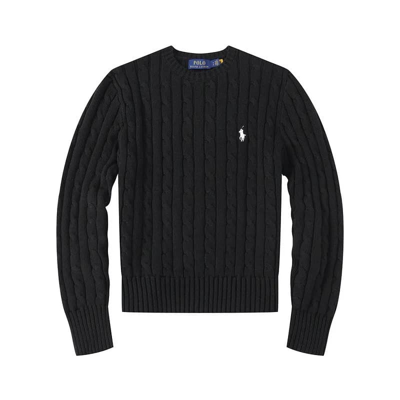 Polo Ralph Lauren Cable Knit Quarter-Zip Sweater Classic Cable — 毛衣圆领黑色白标