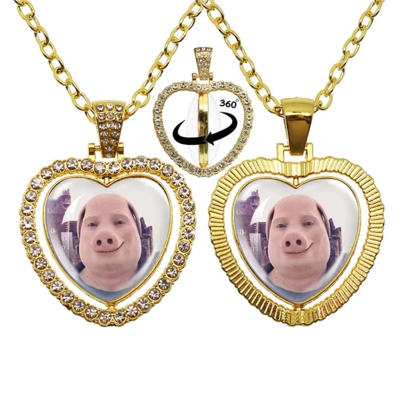 Heart Locket Pendant 360° Rotating Photo Frame