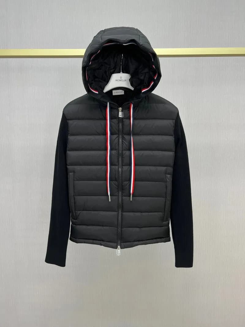 Moncler Hooded Puffer Jacket Ribbed Sleeve