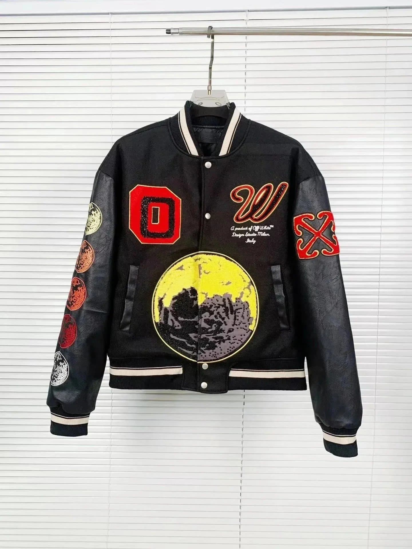 Off-White Varsity Jacket AC Milan Devil — 黑色烫钻月亮外套