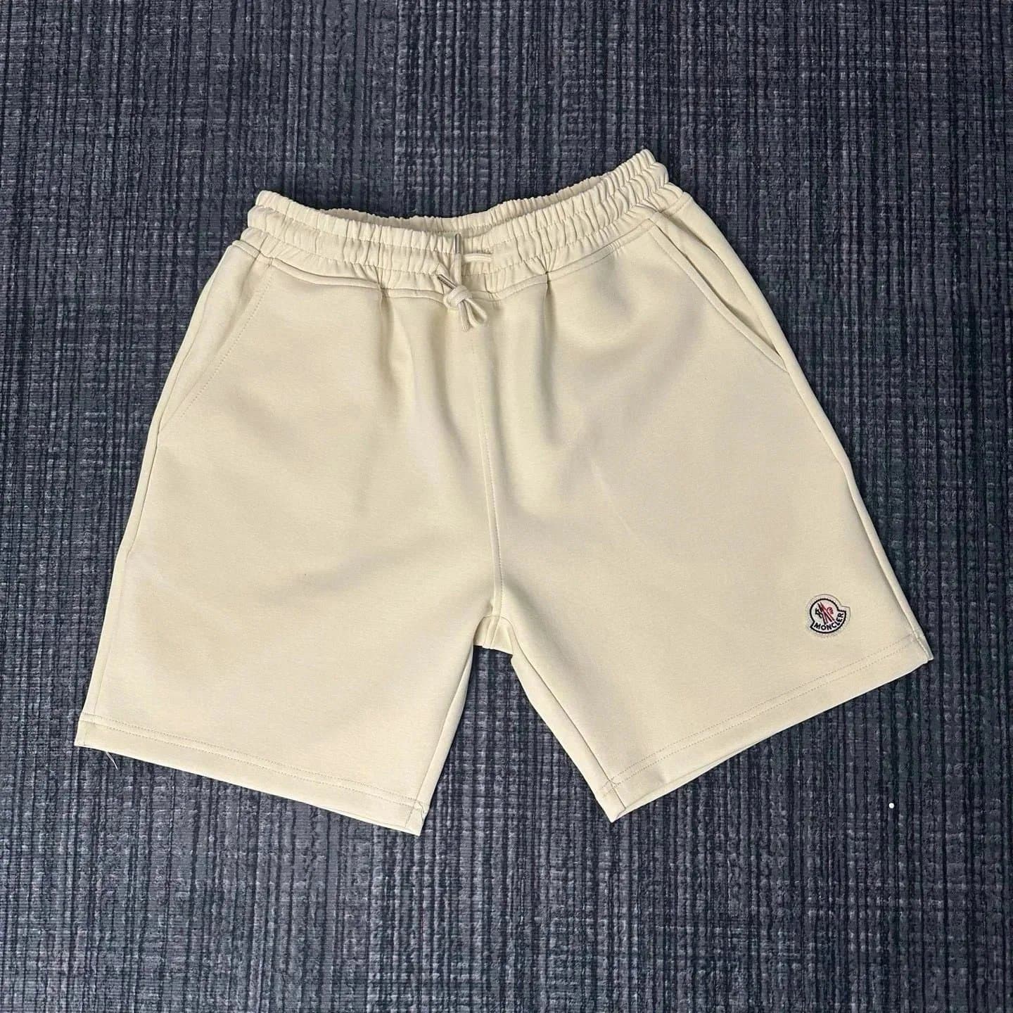 Moncler Logo Patch Shorts Cream