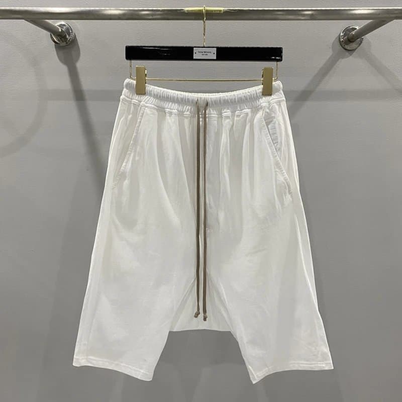 Rick Owens Drop Crotch Shorts Off-White Drawstring — 白色