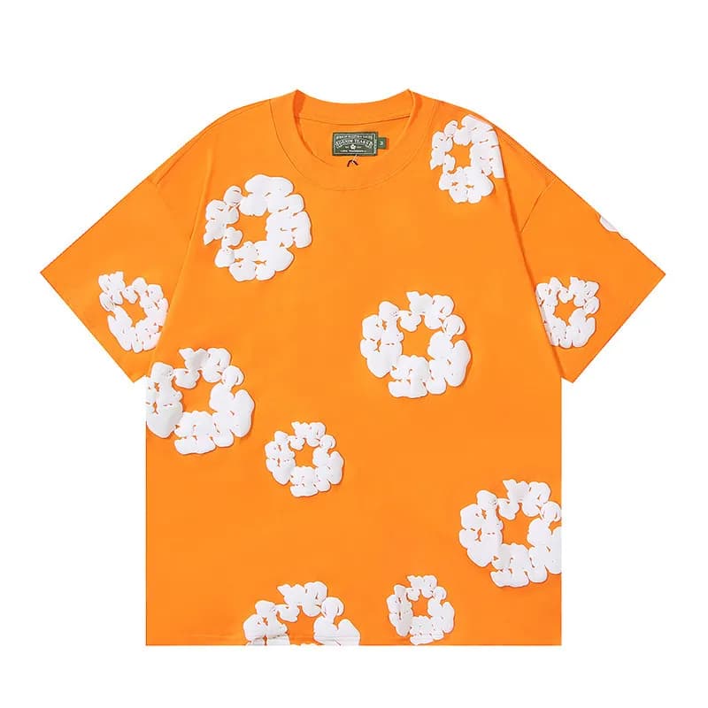 Balenciaga Cloud Print T-Shirt 3D Cloud Motif — 橙色发泡短袖