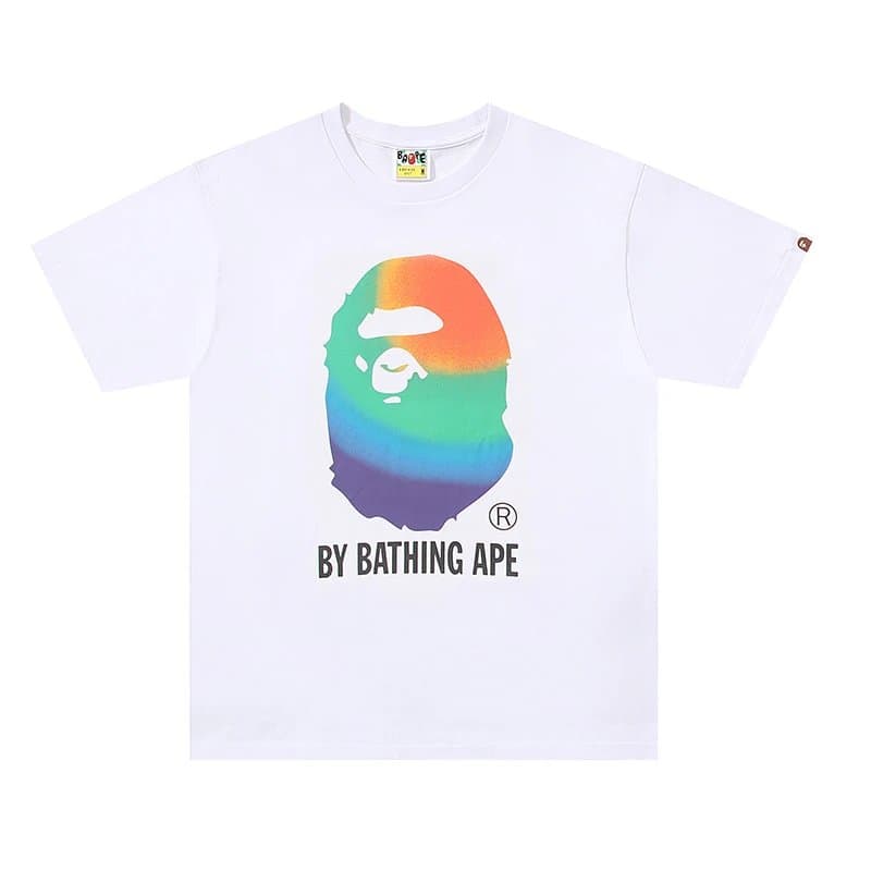 BAPE Ape Head Tee Plaid Ape Head — 彩色猿人头白色