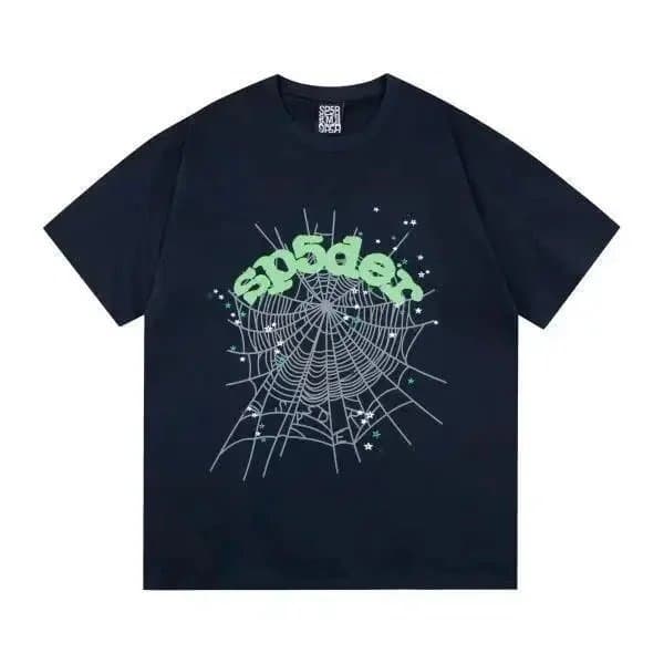 Sp5der Spider Web Graphic Tee Neon Green Spider Logo