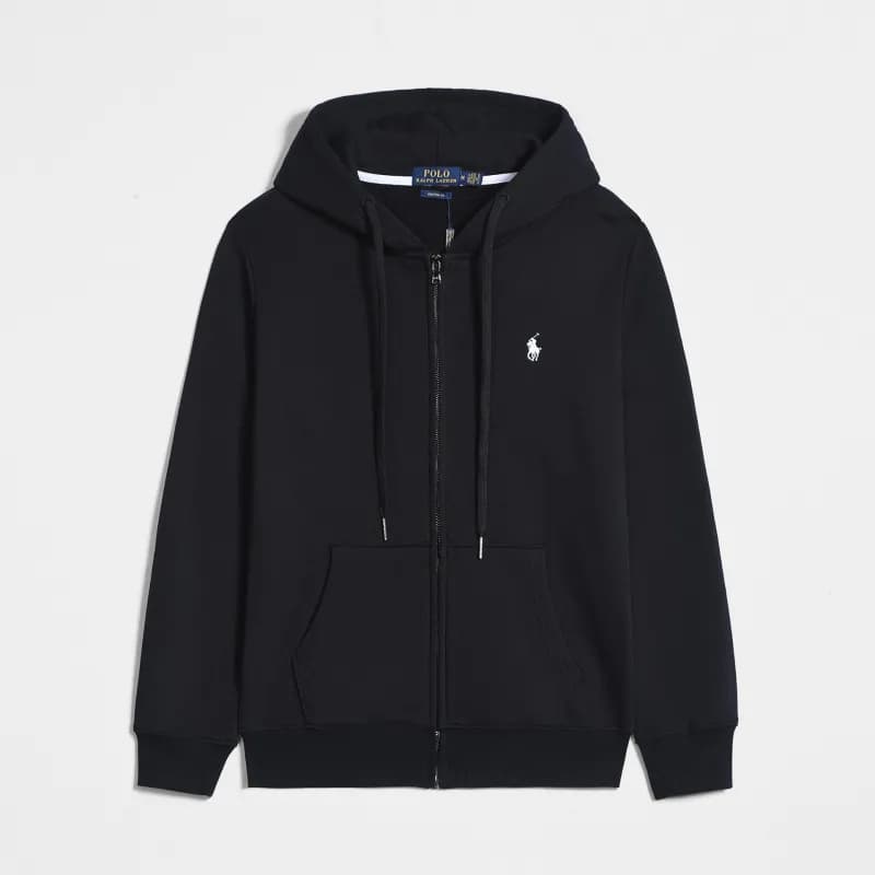 Polo Ralph Lauren Full-Zip Hoodie Classic Fit — Zipper black white label