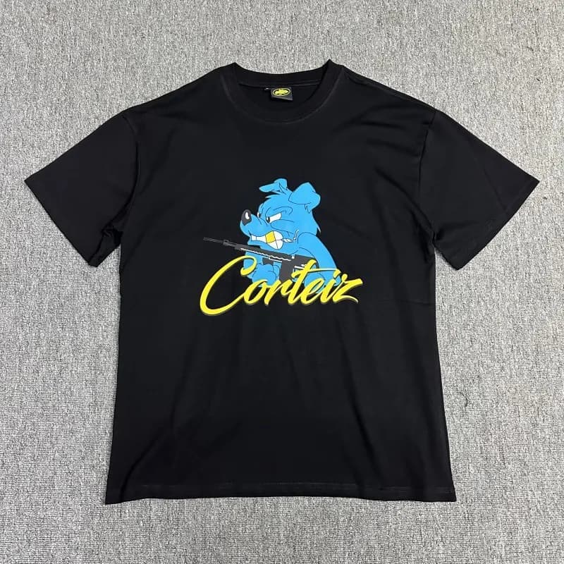 Corteiz Graphic Tee Blue Dog with Rifle