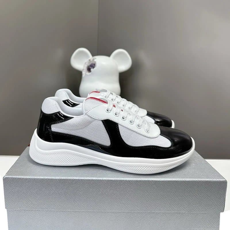 Prada Cloudbust Thunder Black Patent Red Accent — 黑白网