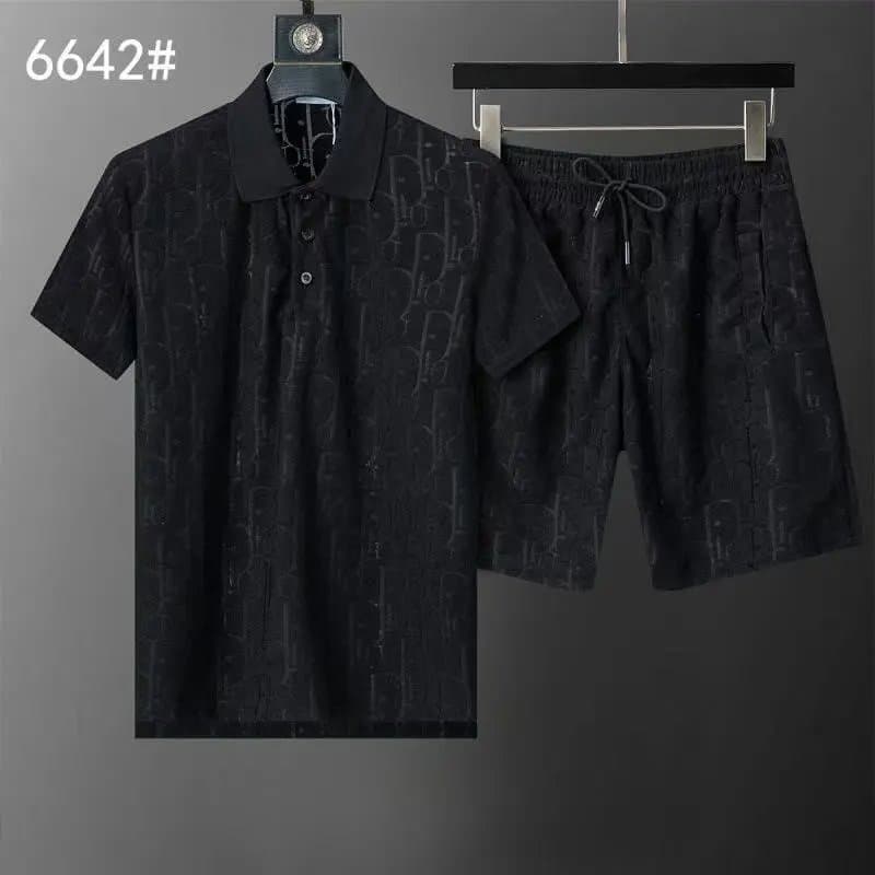 Dior Polo and Shorts Set Oblique Logo Print