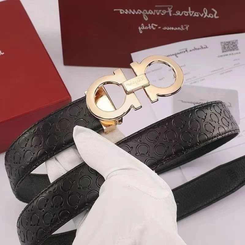 Ferragamo Gancini Belt Embossed Logo — 马蹄纹金扣