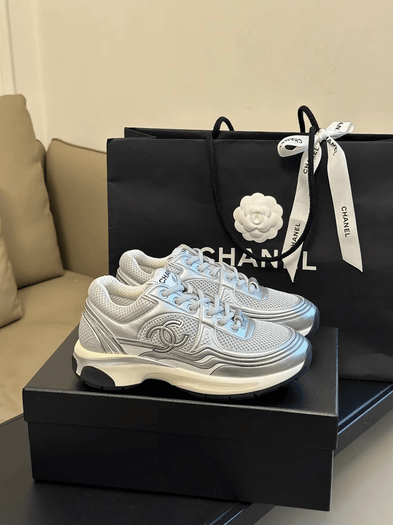 Chanel Runway Sneaker Metallic Silver Mesh