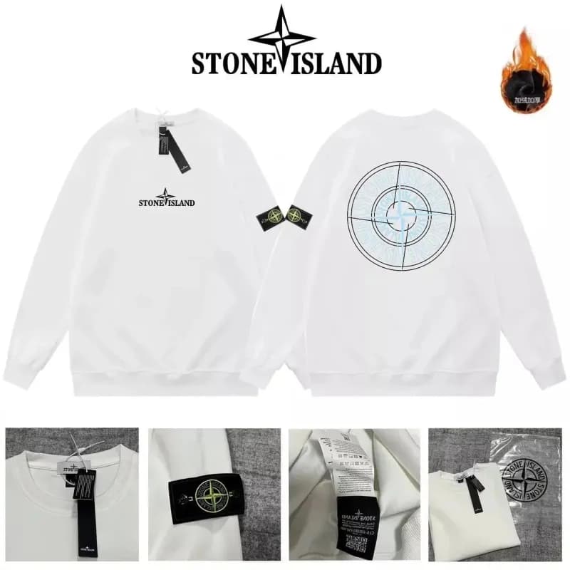 Stone Island Crewneck Sweater with Compass Patch — 4白色