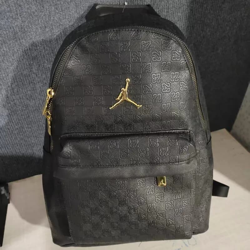 Fendi Double-Zip Backpack Monogram Denim — pu黑色金标