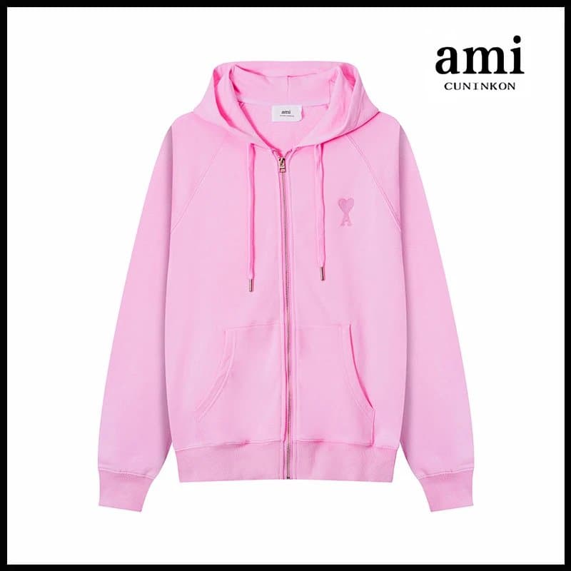 AMI Paris Zip-Up Hoodie Heart Logo