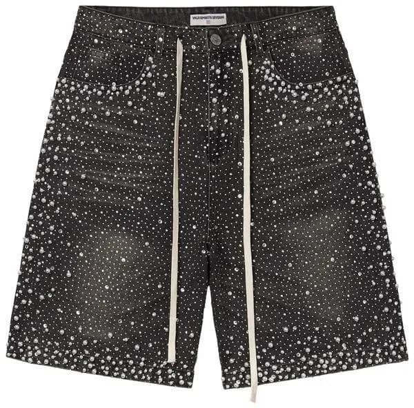 Louis Vuitton Denim Shorts Crystal-Embellished Acid Wash — 黑色3(已生产）