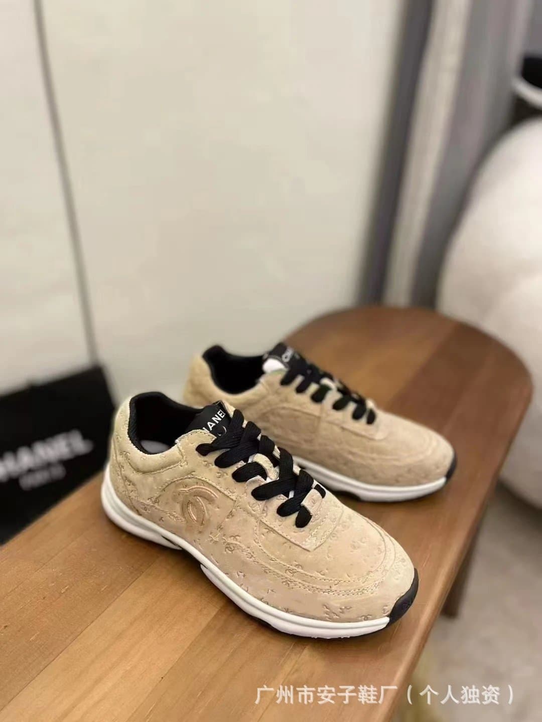 Chanel Sneaker Black Mesh Suede — 35