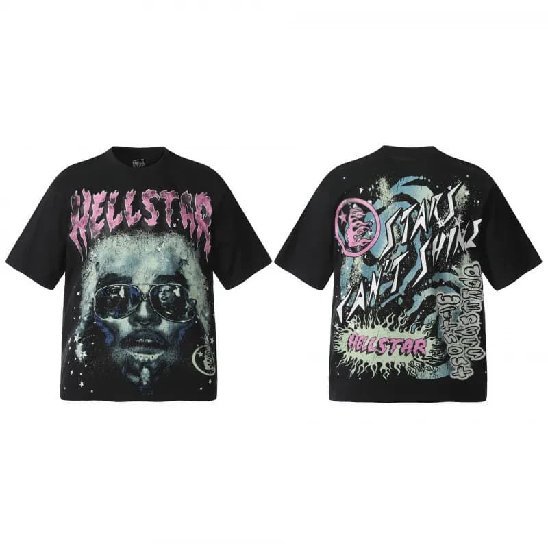 Graphic Tee Hellstar Face Print — H726黑色
