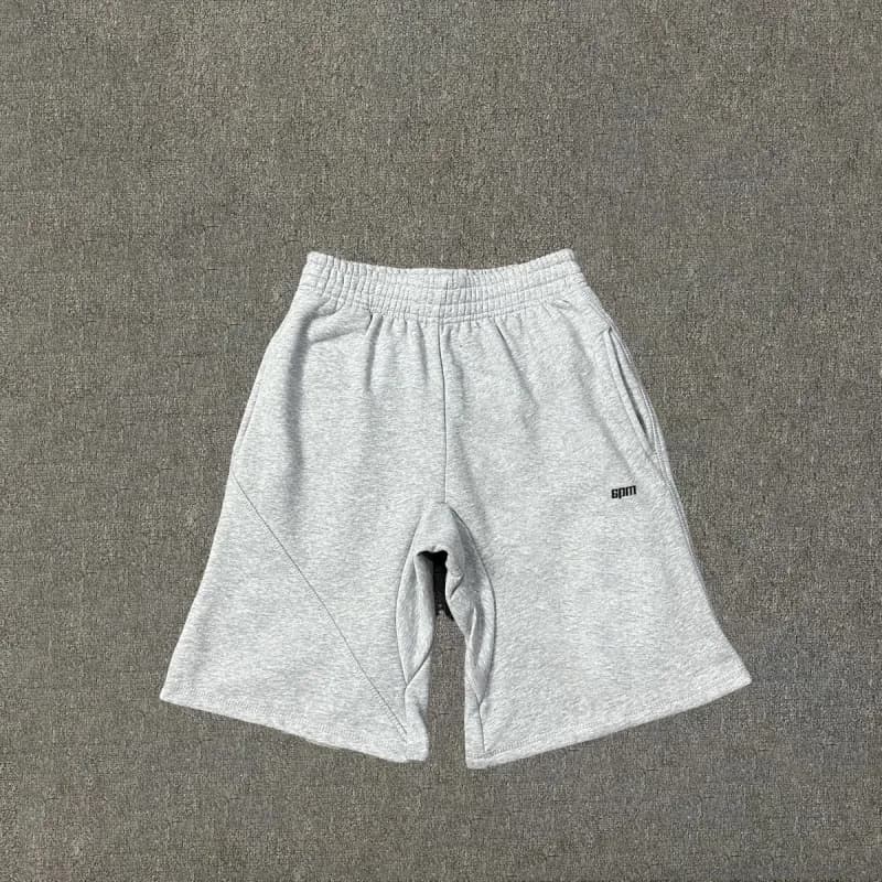 Hoodie and Joggers Set Heather Grey with Black Zip and Pocket Trim — Shorts gray